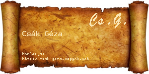Csák Géza névjegykártya